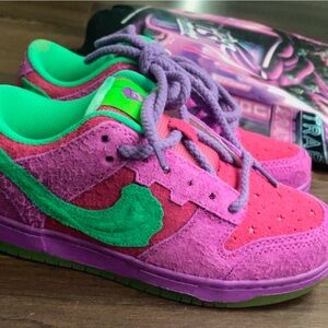 Nike Dunks Big Kids Pink, Purple & Green Low-Top Sneakers